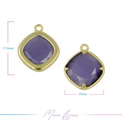Cindolo Occhio di Gatto Bordo Oro Rombo 18x15mm Singolo Anello Viola