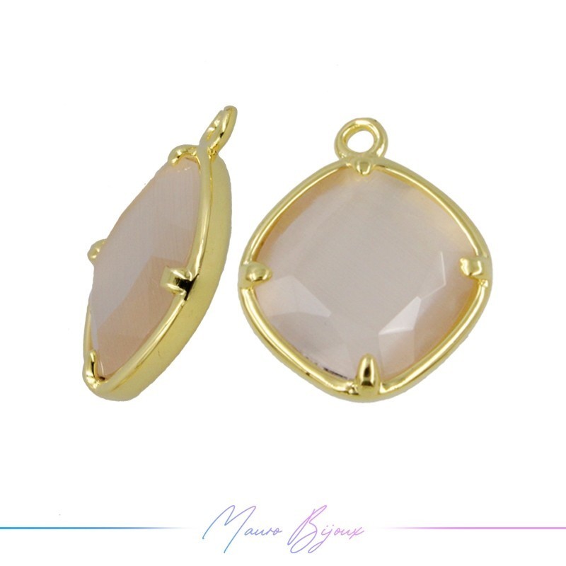 Charms CatsEye Gold Rhombus 18x15mm Single Hook Powder Pink