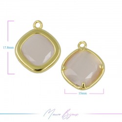 Charms CatsEye Gold Rhombus 18x15mm Single Hook Powder Pink
