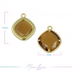 Cindolo Occhio di Gatto Bordo Oro Rombo 18x15mm Singolo Anello Marrone