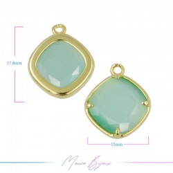 Charms CatsEye Gold Rhombus 18x15mm Single Hook Turquoise