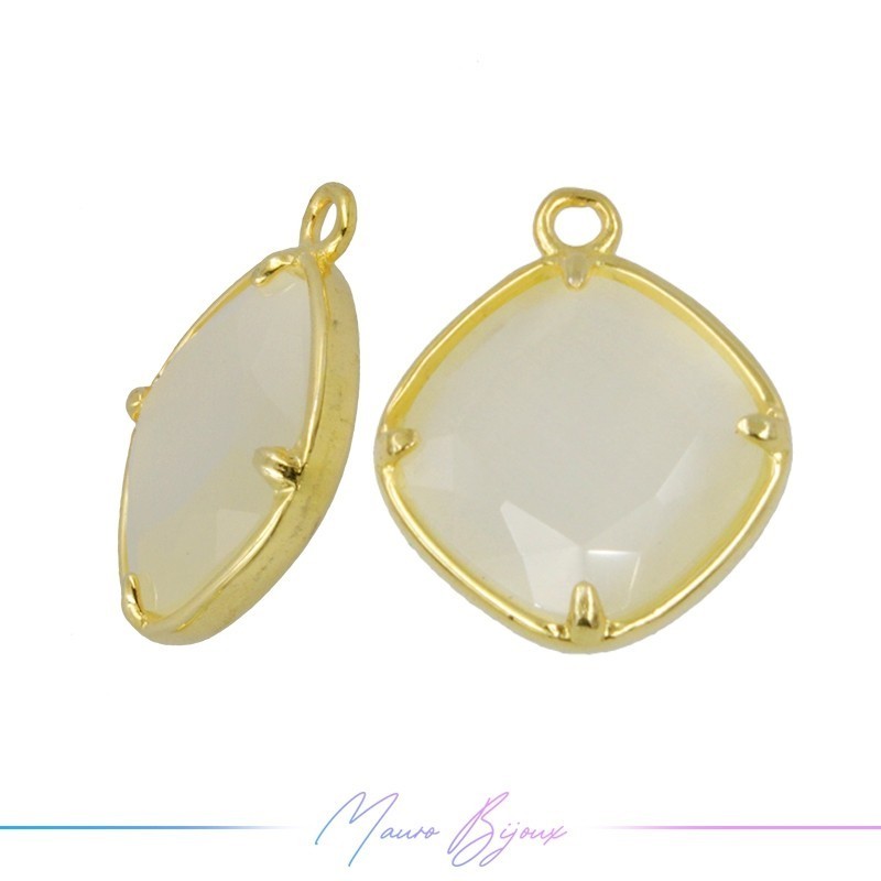 Charms CatsEye Gold Rhombus 18x15mm Single Hook Beige
