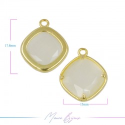 Charms CatsEye Gold Rhombus 18x15mm Single Hook Beige