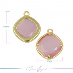 Cindolo Occhio di Gatto Bordo Oro Rombo 18x15mm Singolo Anello Rosa