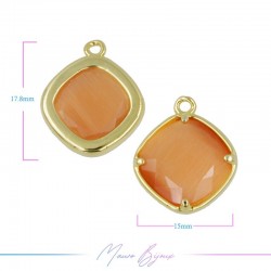 Charms CatsEye Gold Rhombus 18x15mm Single Hook Orange