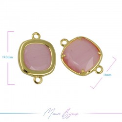 Charms CatsEye Gold Square 19x14mm Double Hook Pink