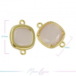 Cindolo Occhio di Gatto Bordo Oro Quadrato 19x14mm Doppio Anello Cipria
