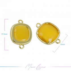 Charms CatsEye Gold Square 19x14mm Double Hook Yellow
