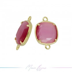 Charms CatsEye Gold Square 19x14mm Double Hook Fuchsia