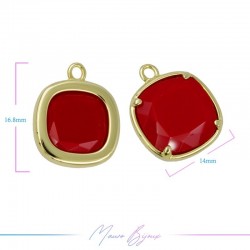 Charms CatsEye Gold Square 17x14mm Single Hook Red