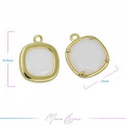 Charms CatsEye Gold Square 17x14mm Single Hook White