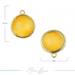 Charms CatsEye Gold Round 16x14mm Single Hook Yellow