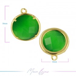 Charms CatsEye Gold Round 16x14mm Single Hook Light Green