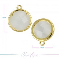 Charms CatsEye Gold Round 16x14mm Single Hook Light White