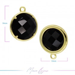 Charms CatsEye Gold Round 16x14mm Single Hook Black