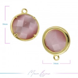 Cindolo Occhio di Gatto Bordo Oro Tondo 16x14mm Singolo Anello Rosa Antico