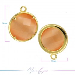 Cindolo Occhio di Gatto Bordo Oro Tondo 16x14mm Singolo Anello Arancione