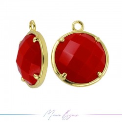 Charms CatsEye Gold Round 16x14mm Single Hook Red