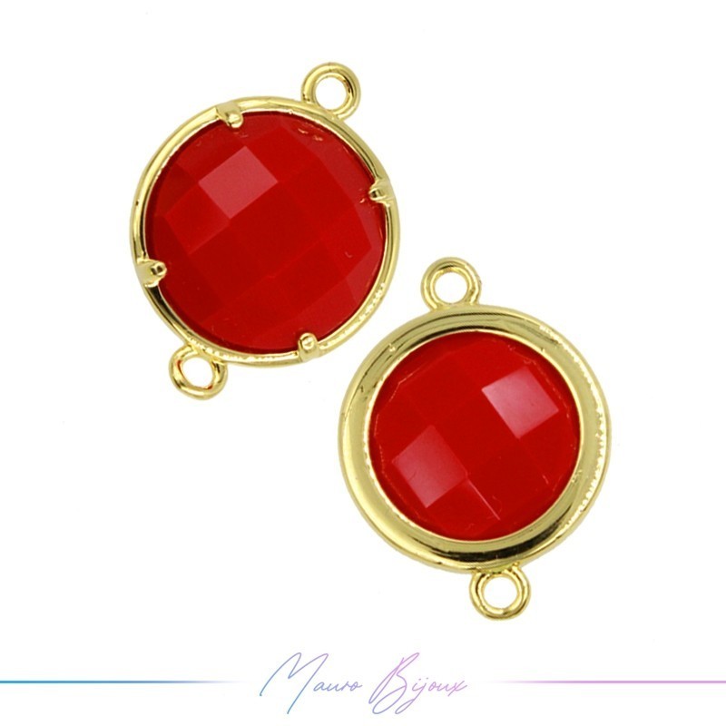 Charms CatsEye Gold Round 19x14mm Double Hook Red