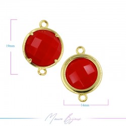 Charms CatsEye Gold Round 19x14mm Double Hook Red