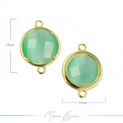 Charms CatsEye Gold Round 19x14mm Double Hook Turquoise