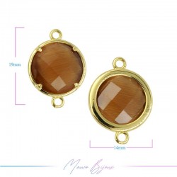 Cindolo Occhio di Gatto Bordo Oro Tondo 19x14mm Doppio Anello Marrone