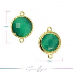 Cindolo Occhio di Gatto Bordo Oro Tondo 19x14mm Doppio Anello Verde