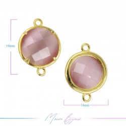 Charms CatsEye Gold Round 19x14mm Double Hook Antique Pink