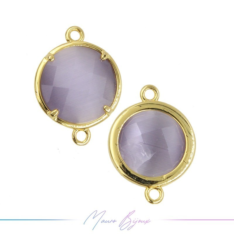 Charms CatsEye Gold Round 19x14mm Double Hook Lavander