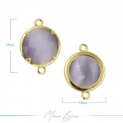 Cindolo Occhio di Gatto Bordo Oro Tondo 19x14mm Doppio Anello Lavanda