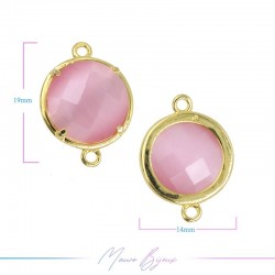 Cindolo Occhio di Gatto Bordo Oro Tondo 19x14mm Doppio Anello Rosa
