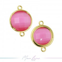 Charms CatsEye Gold Round 19x14mm Double Hook Fuchsia