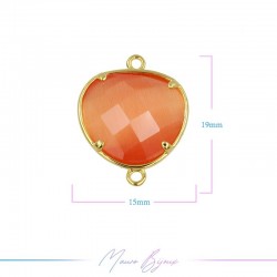 Cindolo Occhio di Gatto Bordo Oro Goccia 15x19mm Doppio Anello Arancione