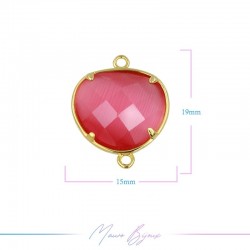 Cindolo Occhio di Gatto Bordo Oro Goccia 15x19mm Doppio Anello Fucsia