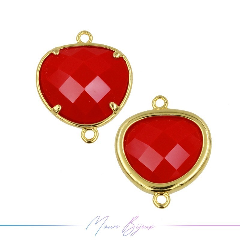 Charms CatsEye Gold Drops 15x19mm Double Hook Red