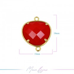 Cindolo Occhio di Gatto Bordo Oro Goccia 15x19mm Doppio Anello Rosso