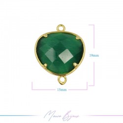 Cindolo Occhio di Gatto Bordo Oro Goccia 15x19mm Doppio Anello Verde