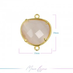 Cindolo Occhio di Gatto Bordo Oro Goccia 15x19mm Doppio Anello Cipria