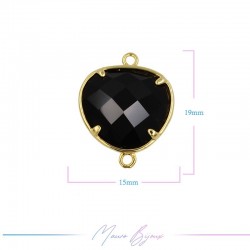 Cindolo Occhio di Gatto Bordo Oro Goccia 15x19mm Doppio Anello Nero