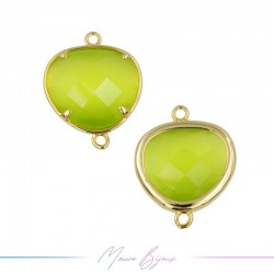 Charms CatsEye Gold Drops 15x19mm Double Hook Acid Green