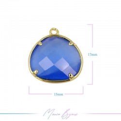 Cindolo Occhio di Gatto Bordo Oro Goccia 15x17mm Singolo Anello Celeste