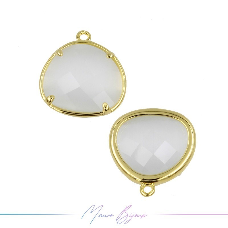 Charms CatsEye Gold Drops 15x17mm Single Hook Light White