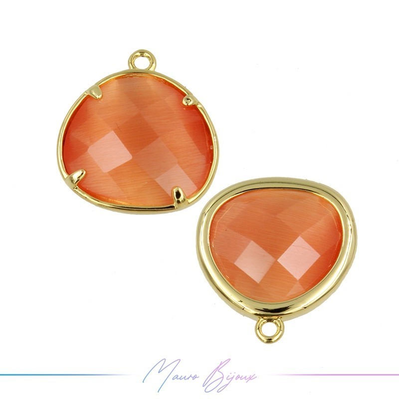 Charms CatsEye Gold Drops 15x17mm Single Hook Orange
