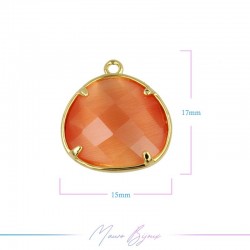 Cindolo Occhio di Gatto Bordo Oro Goccia 15x17mm Singolo Anello Arancione