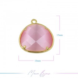 Cindolo Occhio di Gatto Bordo Oro Goccia 15x17mm Singolo Anello Rosa