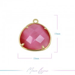Charms CatsEye Gold Drops 15x17mm Single Hook Fuchsia