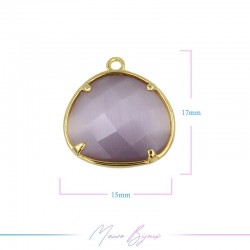 Cindolo Occhio di Gatto Bordo Oro Goccia 15x17mm Singolo Anello Lavanda