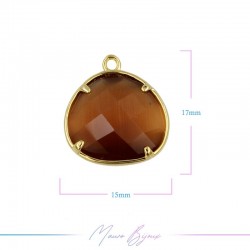 Charms CatsEye Gold Drops 15x17mm Single Hook Brown