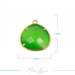 Charms CatsEye Gold Drops 15x17mm Single Hook Light Green
