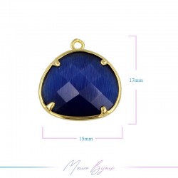 Charms CatsEye Gold Drops 15x17mm Single Hook Blue